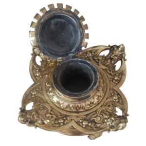 19th Century Gilt Bronze Inkwell In Perfect Condition 