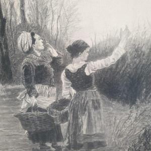 Daniel Ridgway Knight American School Charcoal Drawing Not An Engraving