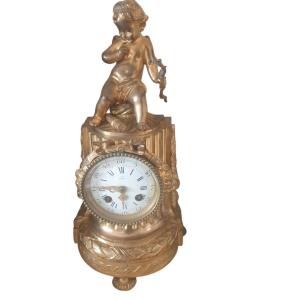 19th Century Cupid Gilt Bronze Clock 