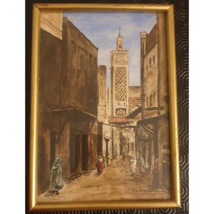 Antique Orientalist Watercolor Signed By De Bouchony 