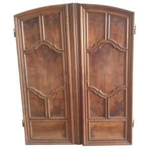 Pair Of 19th Century Solid Walnut Wood Cabinet Doors 