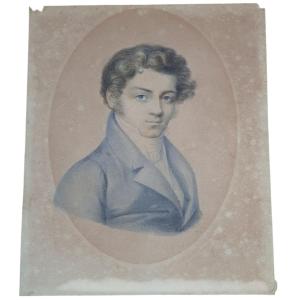 Portrait Of A Man, Pencil And Watercolor, 1820, Empire Period, Signed