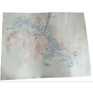 Pablo Picasso Very Large Color Engraving Signed In Pencil On Arches Paper 