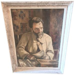 Very Large Portrait Of A Man On Canvas, Probably A Poet, Circa 1927 