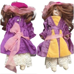 Porcelain Head Doll In Period Outfit, Probably Sfbj 