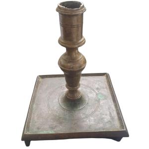Haute Epoque Bronze Torch Candle Holder 