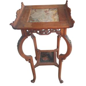 Gabriel Viardot Cellette Table With Two Marble And Chinese Lacquer Tops 