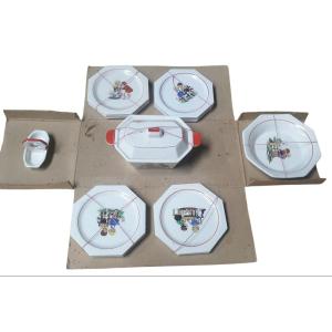 Complete Gien Porcelain Dinner Set 