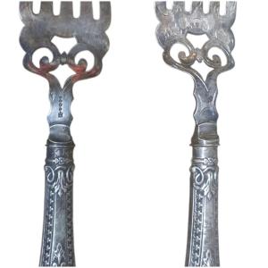 Solid Silver Fish Fork In Perfect Condition, Cleaning Required 