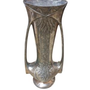 Gallia Christophe Art Nouveau Silver-plated Metal Vase