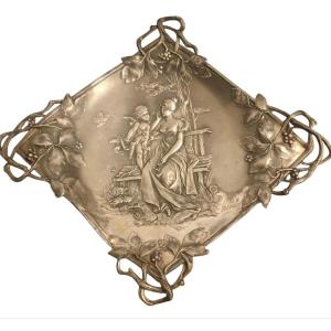 Art Nouveau Large Bowl Tray Pewter Wmf 
