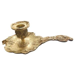 Bronze Cellar Rat Hand Candlestick Signed Delarue Louis XV Style 