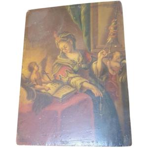 Saint Cecilia With Children Oil On Panel 