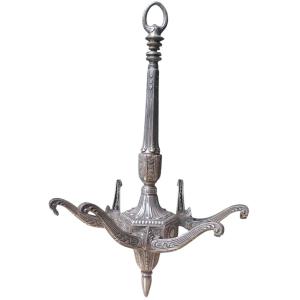Art Deco Silver-plated Bronze Chandelier Circa 1930
