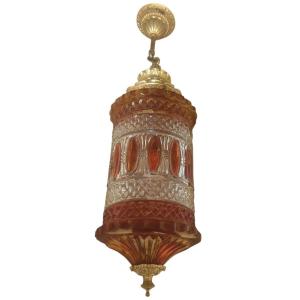 Bronze And Crystal Alcove Lantern Circa 1950