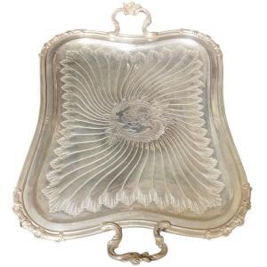 Large Silver-plated Metal Serving Tray, Napoleon III