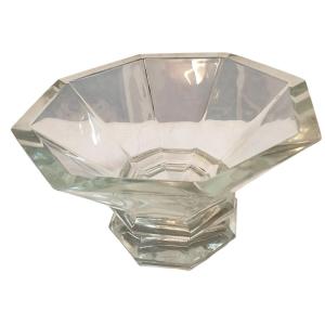 Baccarat Large Crystal Bowl, 4.5 Kg, Signed, Sea Green Color 