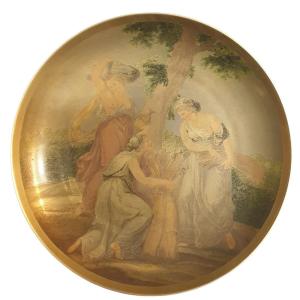 Bavaria 4 Large Gilt Porcelain Plates, Germany, 20th Century 