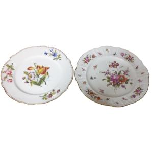 2 Meissen Or Saxon German Porcelain Plates 