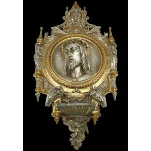 Gilt And Silver Bronze Christ Figure With Two Patinas, First Half Of The 19th Century