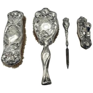 Art Nouveau Solid Silver Toiletry Set