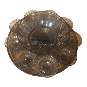 Daume Nancy Smoked Crystal Punch Set 