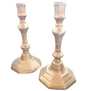 Pair Of Louis XV Period Bronze Candlesticks 