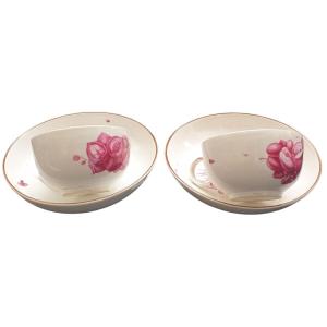 Hochst 18th Century Pair Of Porcelain Cups And Saucers Decorated With Flowers And Insects