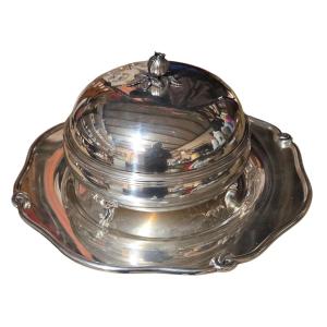 Silver-plated Vegetable Dish And Its Tray