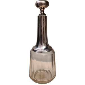 Solid Silver And Saint Louis Crystal Bottle Decanter   In