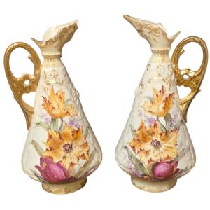 Austria Vienna Pair Of Porcelain Ewers 