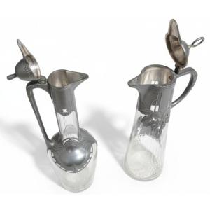 Wmf Pair Of Art Nouveau Vintage Decanters 