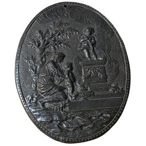 Large Bronze Clodion Plaque, 24 Cm X 19 Cm 