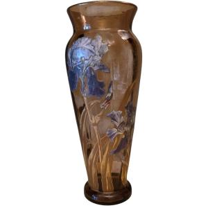 Montjoye Enameled Vase Coloured H 37 Cm