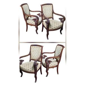 Four 19th-century Cuban Mahogany Armchairs From The Restoration Period 