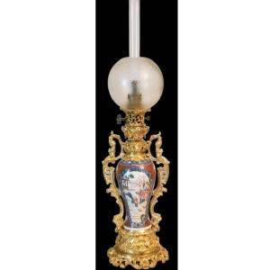 Porcelain Lamp (chinese And Golden Bronze 18th)