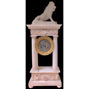 Carrara Marble And Gilt Bronze Clock With Boar Sculpture, Early 19th Century 