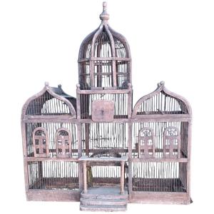 Large 19th-century Wooden Birdcage 