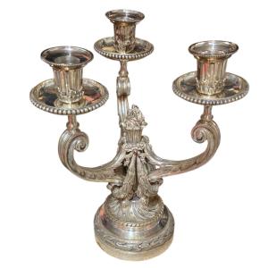 Louis XVI Candelabra In Silver Chiseled Bronze XIXth 3,500 Kg