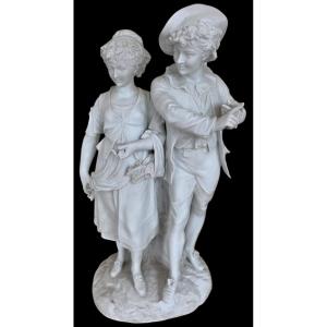 Major Group In Biscuit Parianme Signed Italien 