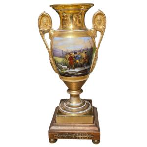 Large Empire Porcelain Vase From Paris 19th Century