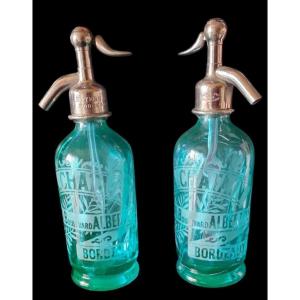 Pair Of Half Bar Siphon In Turquoise Blue Bistrot De Bordeaux