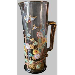 Montjoye Large Enameled Pitcher Circa 1900