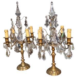Pair Of Large Louis XIV Napoleon III Style Girandoles