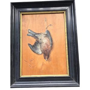 Oil On Trompe l'Oeil Panel Signed Marie 1880
