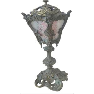 Gustave Leblanc Barbediennes 19th Century Bronze Candle Jar