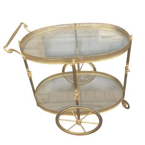 Maison Bagues Oval Brass Rolling Table For Maison Baguès
