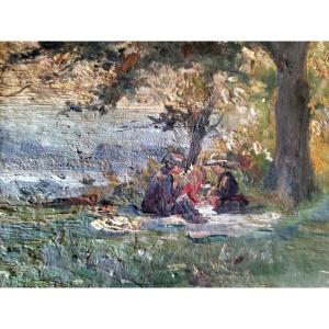 Impressionist Dejeuner Sur l'Herbe Oil On Canvas