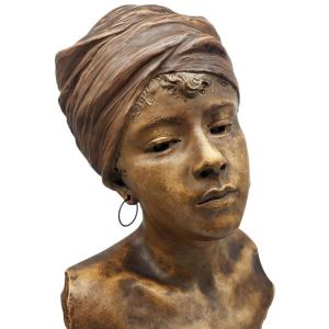 Emmanuel Villanis Bust Of A Young Orientalist Woman Height 54 Cm