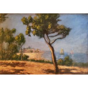 Paul Leduc Belgian Impressionist School Mediterranean View Saint Tropez